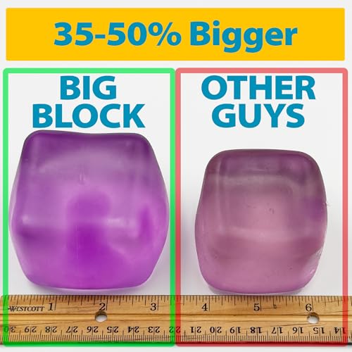 Image of Original Big Block Premium Stress Cube, Purple Squishy Fidget Toy, Adults | Non-toxic ASTM certified, US family-owned, easy replacement, jumbo purple sensory squeeze cube, stress relief