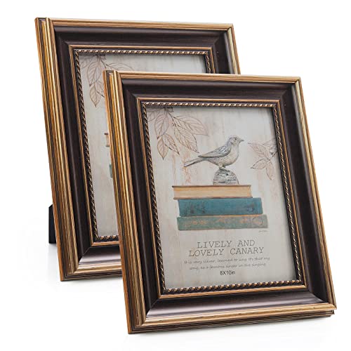 Xuanluo 8X10 2Pcs Picture Frame Antique Wood Grain Color Photo Frame With Tempered Glass Vintage Frame For Desk Standing Wall Hanging Family Wedding Gifts #TOP13