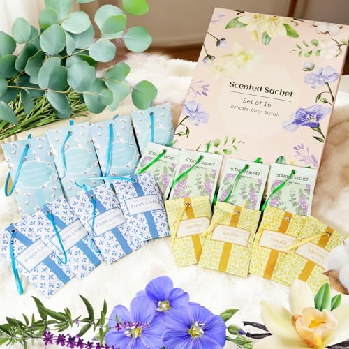 Image of STRN Scented Sachets for Drawer and Closet, 16 Packs 4 Scents Long-Lasting