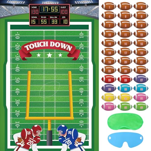 Hxezoc Pin The Football On The Goalpost Game With 36 Pcs Football Stickers Large Football Party Games Poster for Kids Birthday Party Carnival Party Decoration Supplies