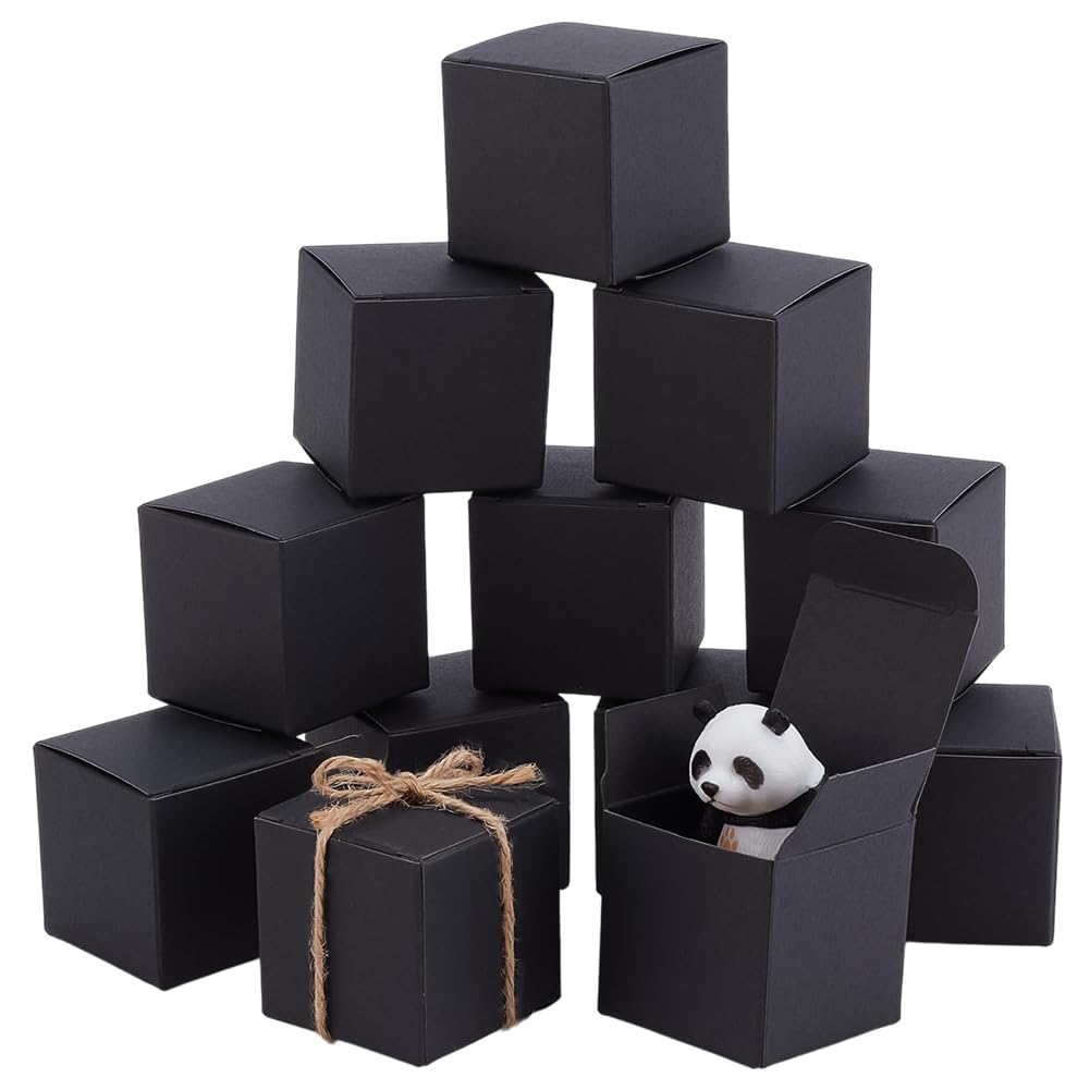 PH PandaHall 30pcs Black Mini Gift Box 4cm Square Paper Boxes Foldable Candy Box Boxes for Graduation Party Favor Ramadan Wedding Christmas Proposal Party Decor