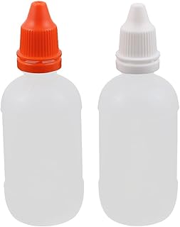 Aexit 2Pcs 50ml Bottles & Jars Dropper Clear Plastic Bottle Drop Eye Liquid Squeezable Empty Centrifuge Bottles Red Cap