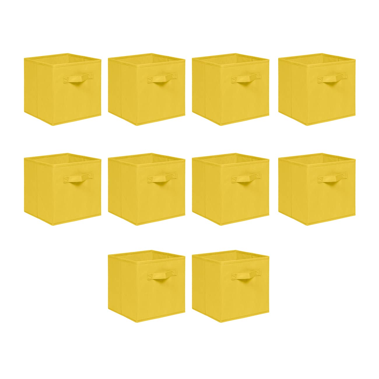 NICEME Foldable Cube Storage Unit Boxes, Non-Woven Fabric Storage Boxes Set, Clothes Drawers for Shelves, 26.5x26.5x28 cm (Bright Yellow, Set of 10)
