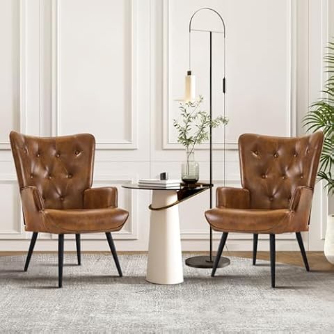 Furnimart Brown PU Leather Accent Chairs Cover