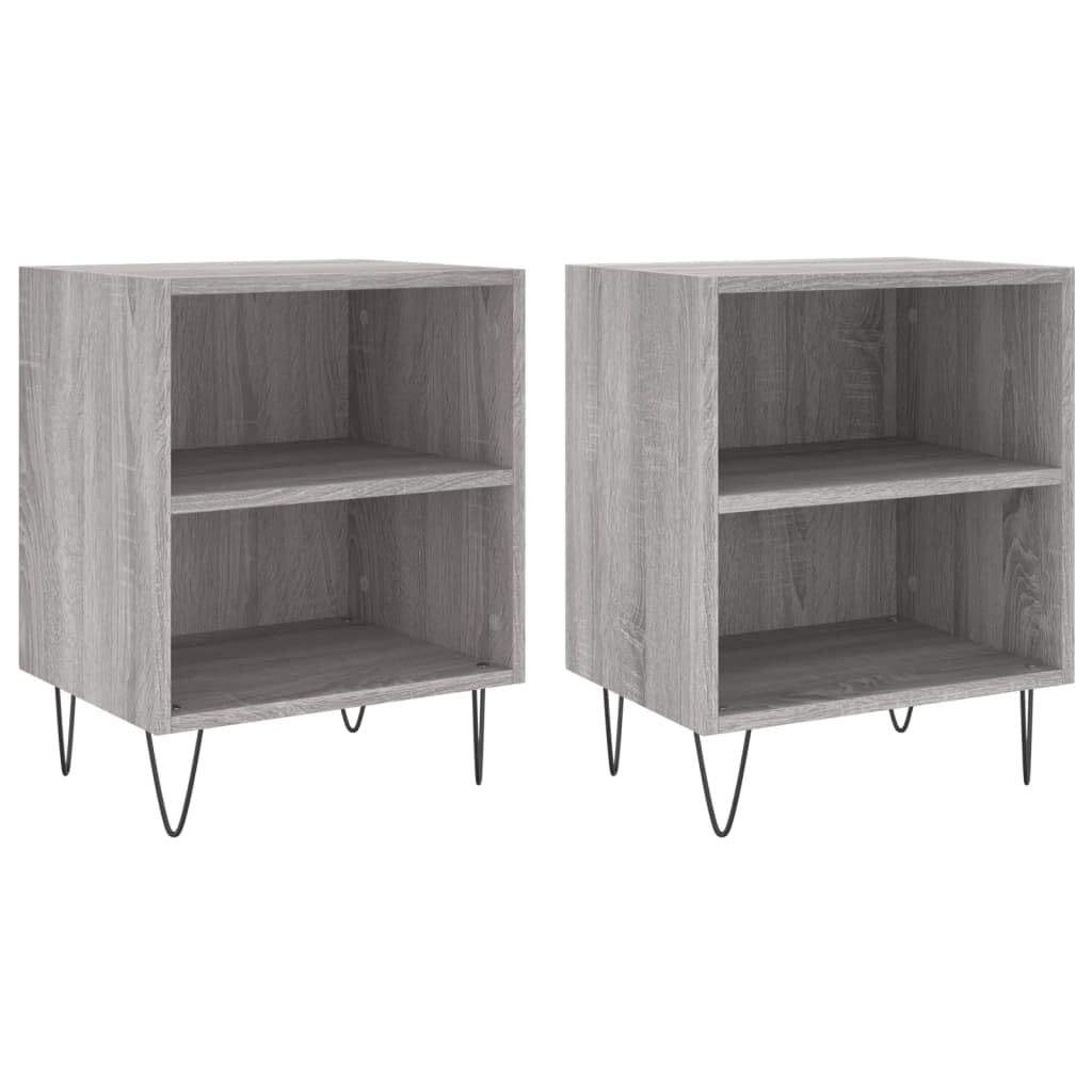 Table de chevet gris sonoma au design industriel élégant en bois d'ingénierie