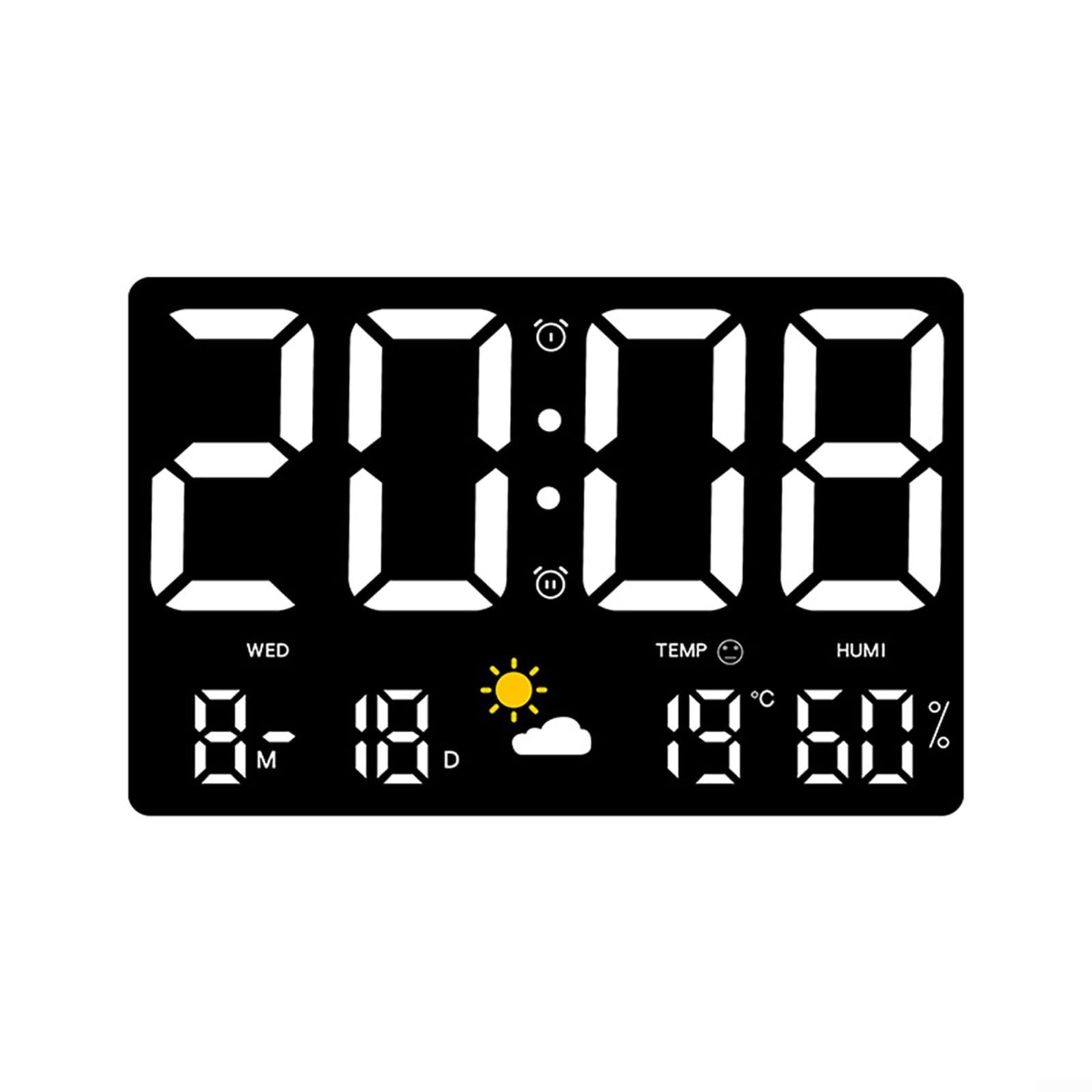 Cyfrowy budzik Duża dioda LED z wyświetlaczem temperatury Budzik Bezprzewodowy cyfrowy wyświetlacz LCD Wewnętrzna zewnętrzna stacja pogodowa Zegar Termometr Zegar(A)