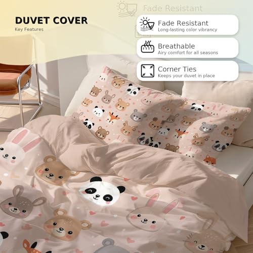 Parure de lit microfibre housse de couette cartoon rose pastel