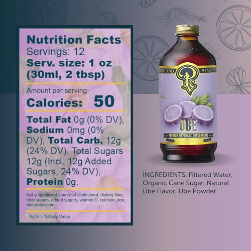 Image of Portland Syrups Ube Syrup - Rich Ube Extract for Cocktails, Mocktails, Sodas, Non-Alcoholic Spritz, Coffee, Smoothies, Shakes, and Recipes, Flavorful Syrup for Drinks, 12 oz, 12 Servings, Pack of 1