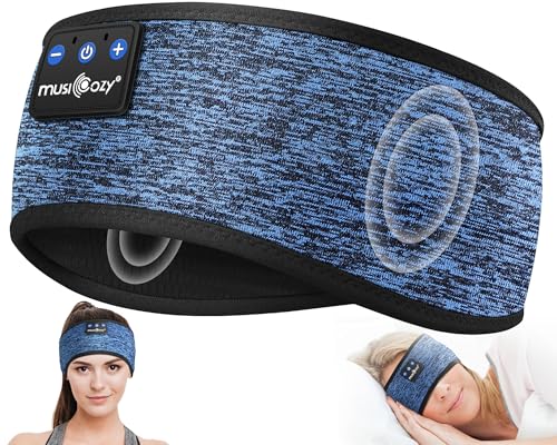 MUSICOZY Bluetooth 5.4 Headband Headphones for Sports and Sleep, Wireless Sleeping Eye Mask Earbuds Earphones for Side Sleepers Workout Running Cool Tech Gadget Unique Gift