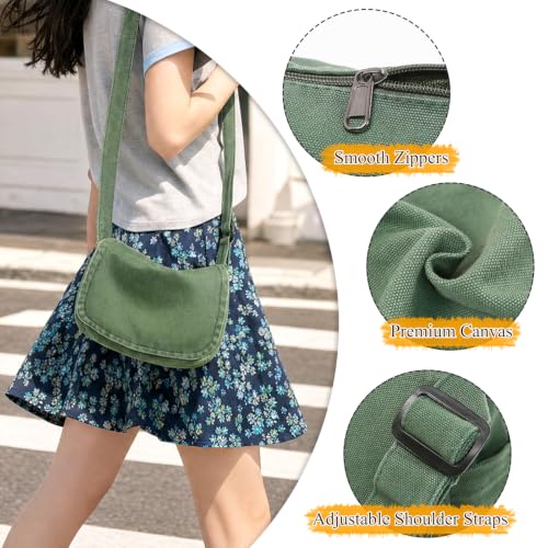 Boziee Petit sac à bandoulière en toile pour femme, kaki – vue 5