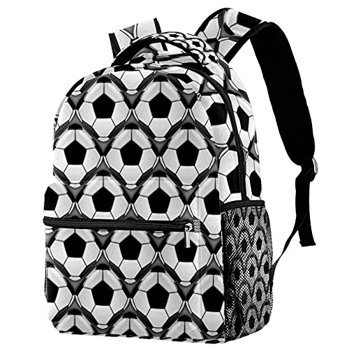 Sac à dos voyage pour campus imprimé football noir et blanc pour enfant