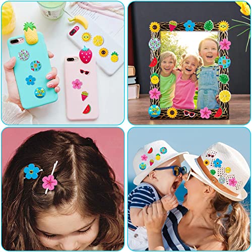 200 Pcs Summer Custom Sewing Craft Buttons, Hawaiian Sunglasses Watermelon Pineapple Flower Shaped Wooden Buttons For Crafts - Decorating Sewing Clothes Accessories Scrapbook Diy #TOP4