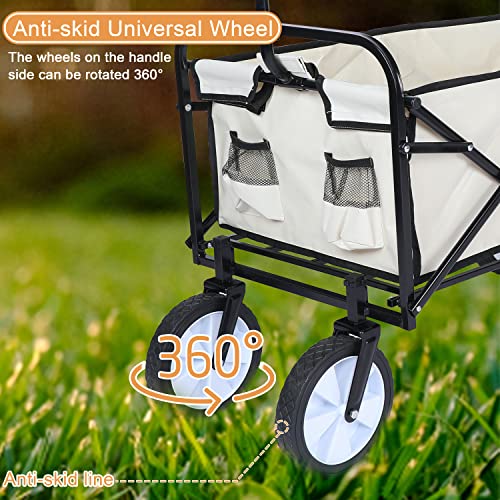 Yssoa Portable Rolling Folding Garden Cart With 360 Degree Swivel Anti-Slip Wheels & Adjustable Handle, 220Lbs Weight Capacity, White #TOP3