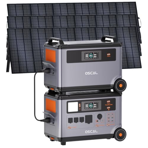 Image of PowerMax 6000 Solar Generator, 120 /240V Split Phase Voltage 6000W AC Outlets (9000W Peak), 3600Wh Power Station Expandable to 57.6kWh, Emergency for Home (PowerMax 6000(7200Wh)+3x500W)