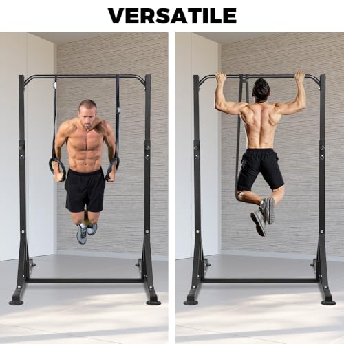 ONETWOFIT Pull Up Station, Power Tower Adjustable Pullup Bar Multifunction Strength Training Workout Gym Equipment Free Standing Chin up Bar for Home Outdoor, Support 440LBS (Black)