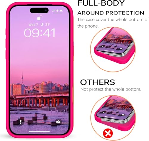 Image of Back Cover Compatible with iPhone 17 Pro Max Case Liquid Silicone Full Protection Shock Proof Back Cover for iPhone 17 Pro Max (Hot Pink)