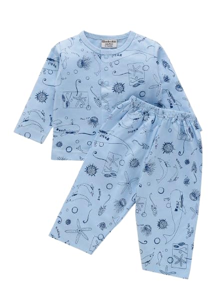Wonderchild Night Suit for Kids | Cotton Round Neck with Full Sleeves Night Dress for Baby Girl | Lightweight and Comfort Sleep Wear for Children | Ideal for 24-36 Month (Blue) Wonderchild Night Suit for Kids | Cotton Round Neck with Full Sleeves Night Dress for Baby Girl | Lightweight and Comfort Sleep Wear for Children | Ideal for 24-36 Month (Blue)