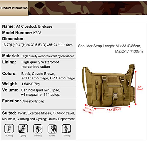 Huntvp Tactical Messenger Bag Shoulder Bag Cross Body Bag Belt Sling Bags Laptop For Working Cycling Hunting Camping #TOP2