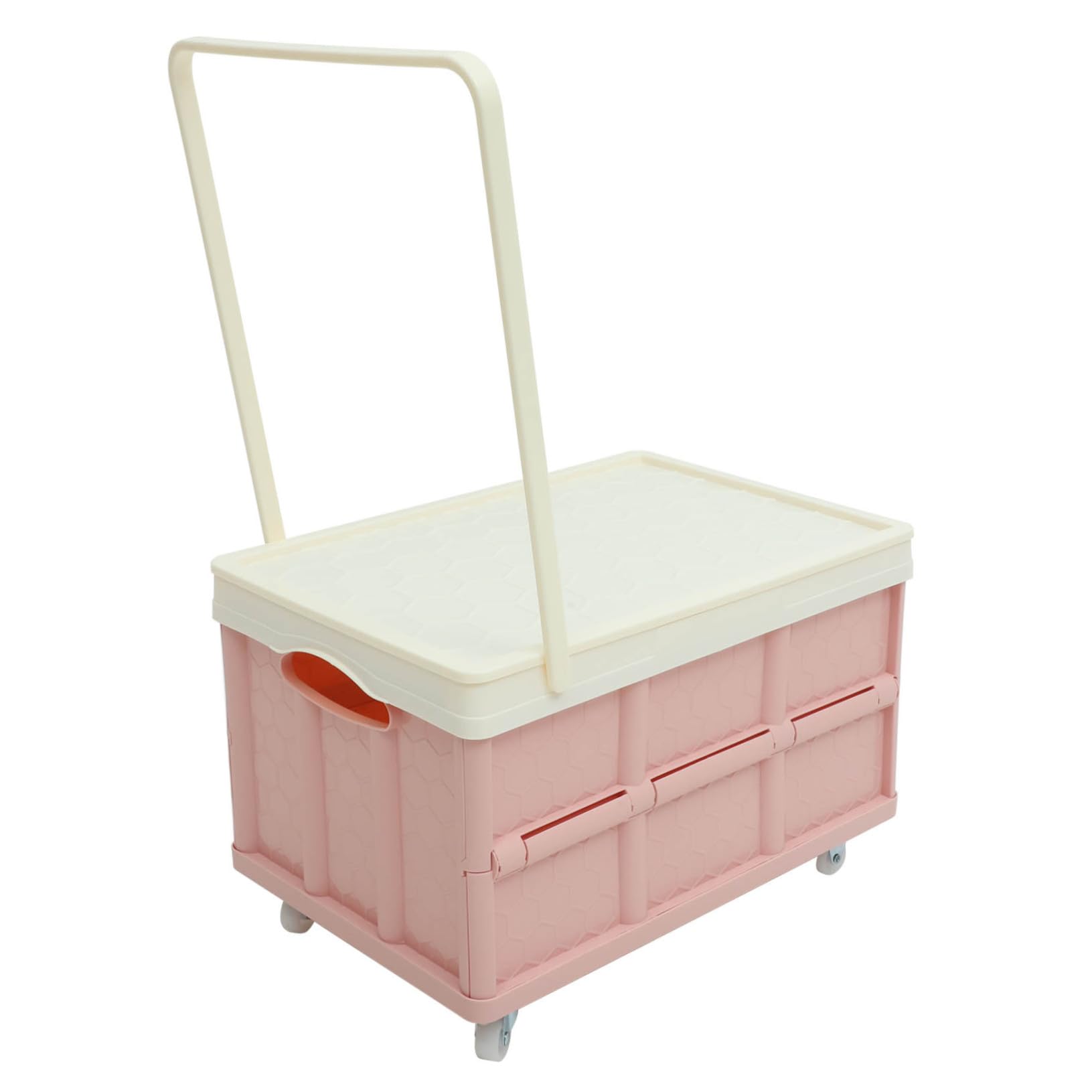 Cajas apilables de plástico rosa y carrito plegable portátil para uso general