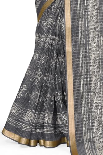 Image of MIRCHI FASHION Lightweight Kota Doria Cotton Saree | Floral Printed Summer Saree for Women | Breathable Ethnic Daily Wear Saree with Blouse Piece
