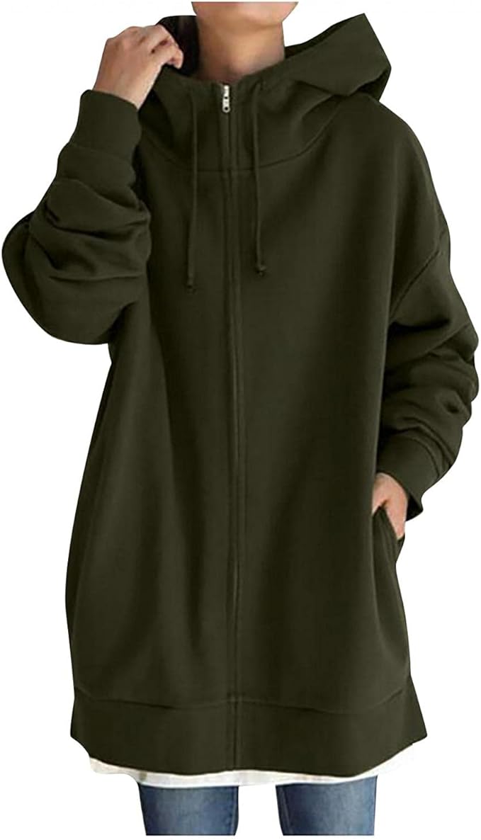 Amazon Babsully パーカー レディース トップス 長袖 アウター ジップアップ フード ゆったり コート オーバーサイズ 大きめ カジュアル 可愛い あったか 裏起毛 春 秋 冬 コート ジャケット 通販