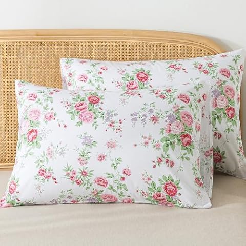 Zusbest 100% Cotton Floral Pillow Cases Set Cover