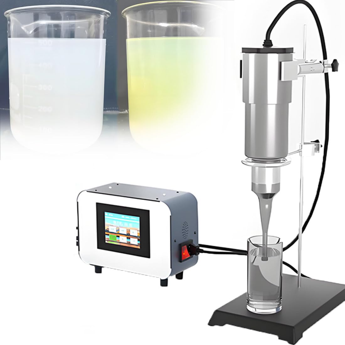 Omogeneizzatore Processore,Emulsionazione Mixer Laboratorio 35kzh3mm | con Sonda Titanio,Timer 1-99 Minuti (Regolabile),Ad Alta Efficienza,Visuelle Parameterkontrolle,per Campioni Grandi Volumi