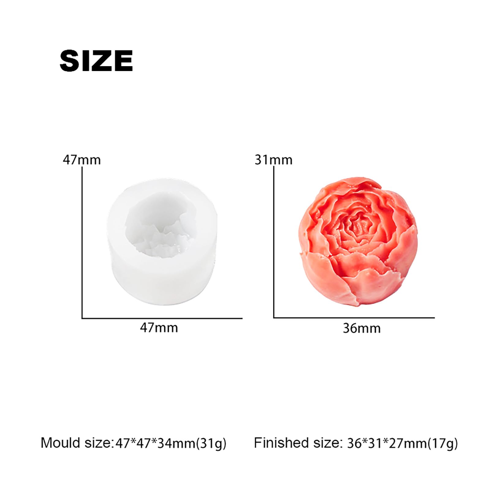 6 sztuk silikonowych foremek do kwiatów, wielokrotnego użytku 3D forma do świec w kształcie kwiatu, do galaretek, mydła i kostek lodu