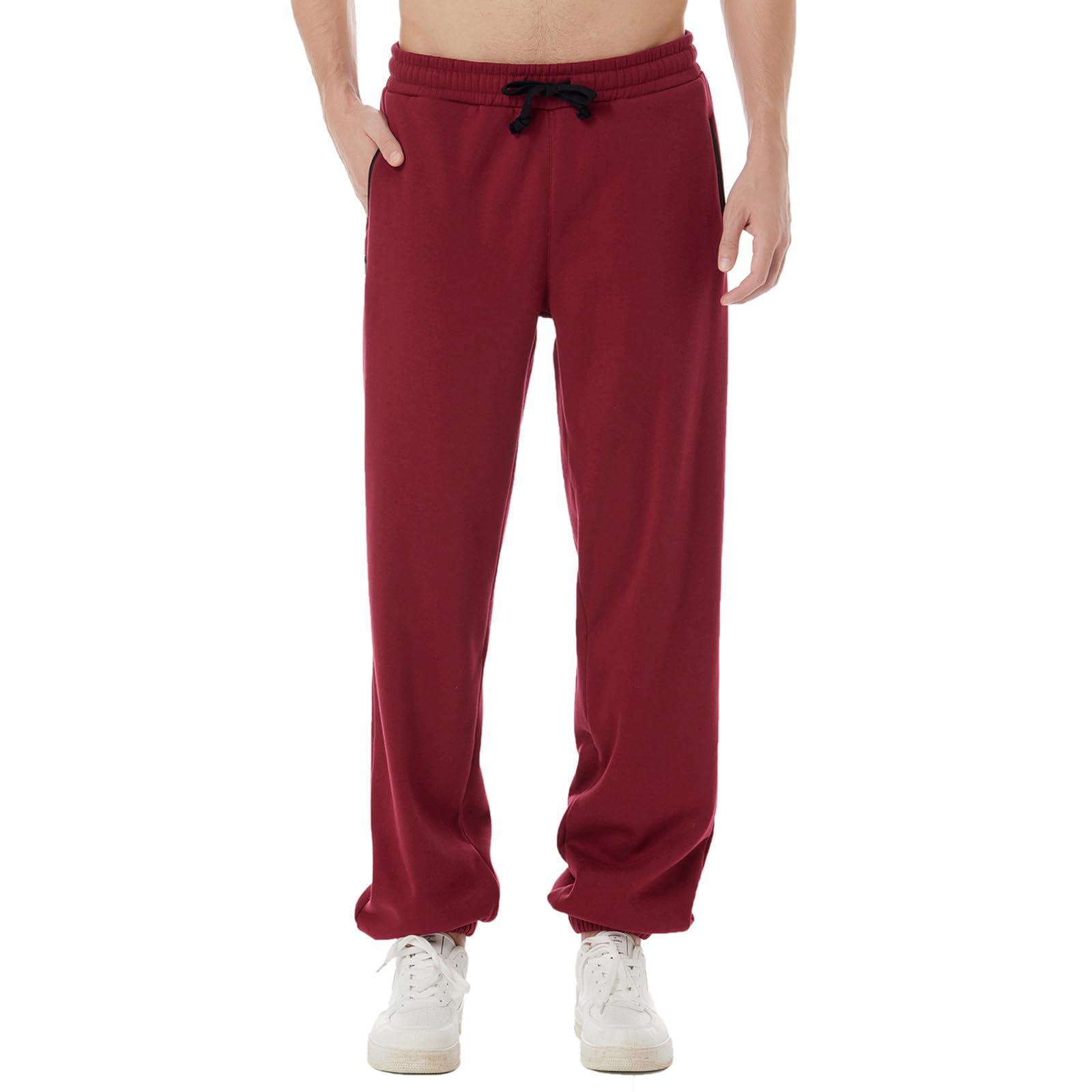 ineepor Pantaloni Tuta Uomo Invernali Pantaloni Termici Sportivi Uomo Felpata Pile Foderato Fleece Joggers Pantaloni Larghi Baggy Cerniera Tasche Laterali
