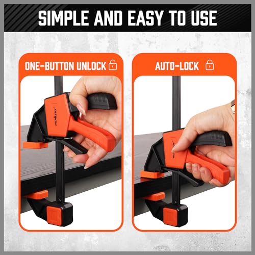 Image of HORUSDY 12'' Bar Clamps for Woodworking, 2PCS Quick F Wood Working Clamps Sets, with 150 LBS Load Limit