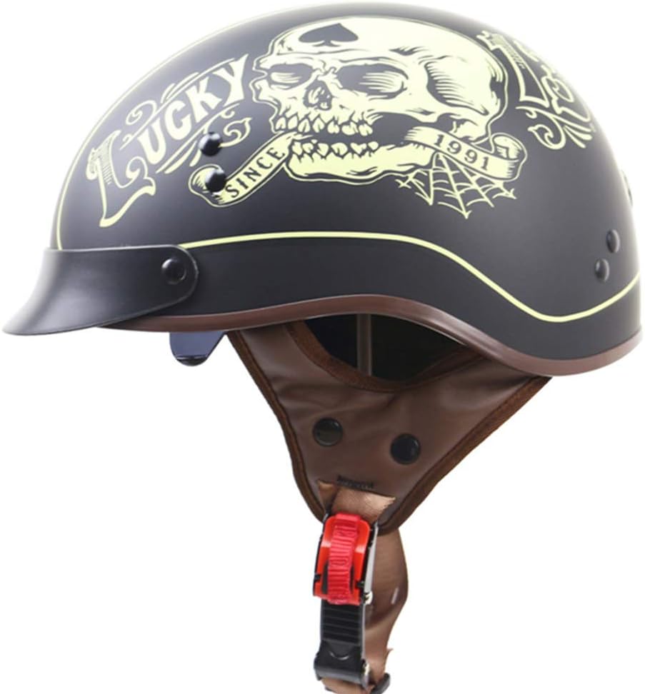 YLee Retro helmet motorcycle Harley retro open face 3/4 DOT approved for men and women apply 4 size,XL
