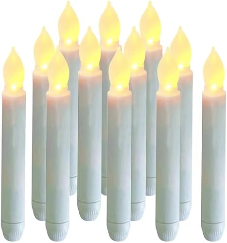 Miniatura 1 de 12 velas LED sin llama con temporizador automático de 6 horas, velas falsas de 0.79 x 6.5 pulgadas, funcionan con pilas, con luz amarilla cálida