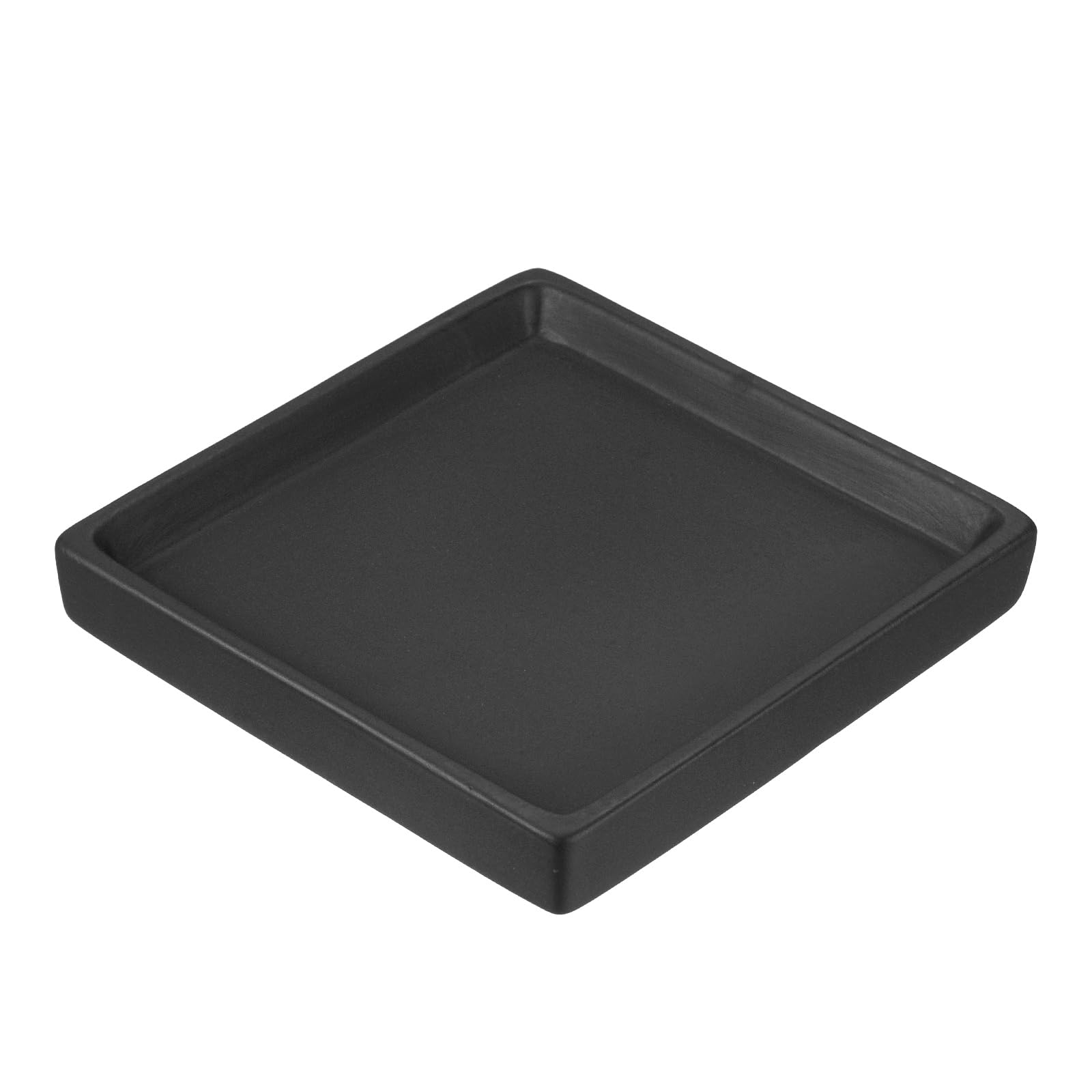 PATIKIL Plant Pot Saucers 5 Inch, Ceramic Square Flower Drip Tray for Indoor Outdoor, Black
