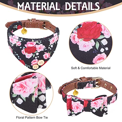Image of EXPAWLORER Classic Plaid Dog Collar and Leash Set - Bow Tie and Bandana Collar with Bell, Tangle Free Leash, Adjustable for Small to Large Dogs and Cats, Perfect