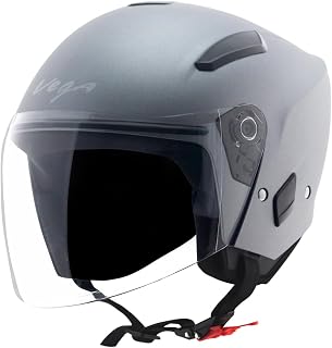 Vega Orion Open Face Motorcycle Helmet with Matte Shell, Shock Absorbing Liner, Comfortable Interior, Ventilated Fit, Dura... Price In India