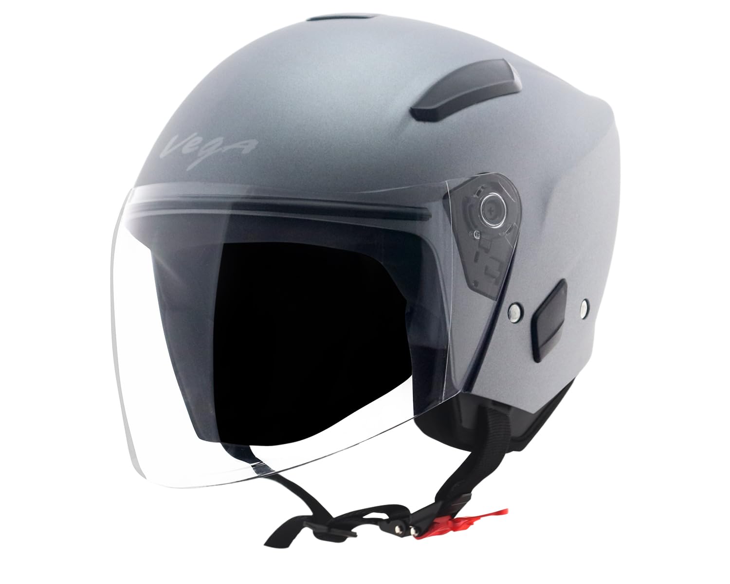 Vega Orion ISI Certified Matte Finish Open Face Helmet for Men and Women with Clear Visor-Dull Anthracite-L-picture-0