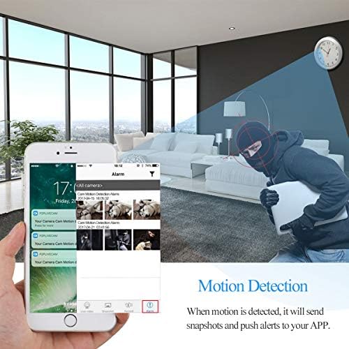 Spy Camera Wall Clock, 1080P WiFi Hidden Camera Wall Clock Nanny Cam with Motion Detection Alarm, Indoor Covert Security Camera
