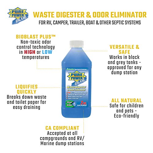 Image of Valterra V23001 'Pure Power Blue' Waste Digester and Odor Eliminator Bottle - 16 Ounce (Pack of 12)