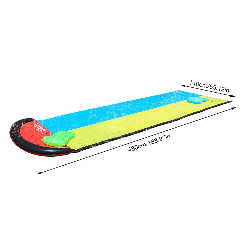 TGKYK Water Slide Mat - 15.7ft/480cm With 2 Bodyboards and Sprinkler, Double Lane for Kids Adults Outdoor Play Activities - Image 2