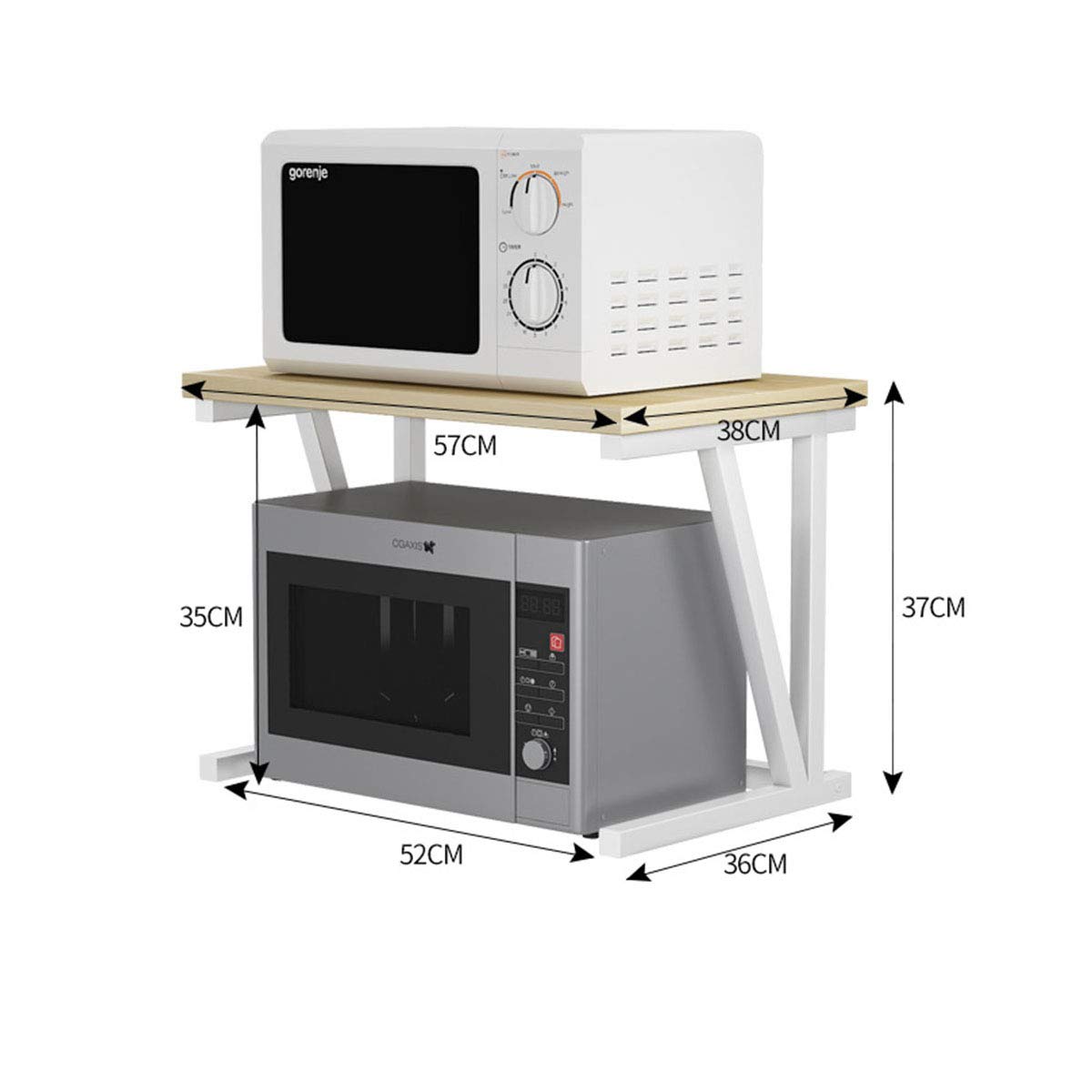 Scaffale Per Microonde Con Ripiani - Organizzatore Cucina Carico 35kg, Nero 57x38x38cm - Foto 2