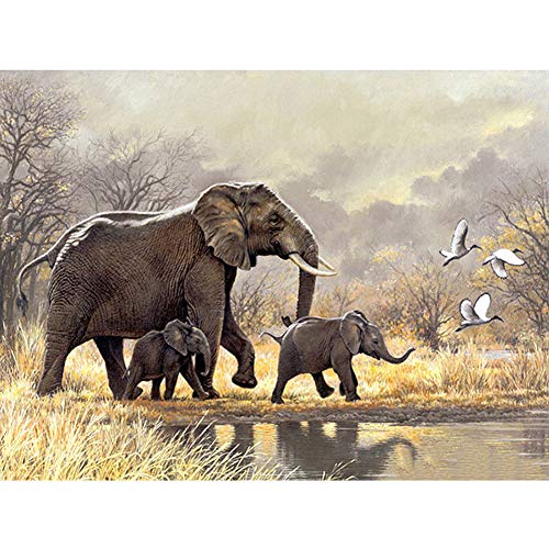 Bealatt Elephant Diamond Painting Kits for Adults & Kids,DIY 5D Round Full Drill Cross Stitch Crystal Rhinestone Embroidery,Paint by Numbers for Beginner,Arts Craft for Home Wall Decor Gift 12x16 Inch