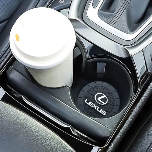 Image of YUIQIEUY Car Cup Holder Coaster for Lexus Recessed Silicone Cupholder Coaster Interior Accessories 2.75in 2Pack Black