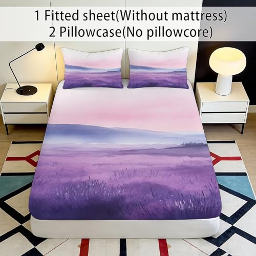 Drap housse antidérapant lavande 200x200 pour matelas fixe - 3