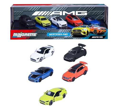 Majorette Conjunto de 5 carros Mercedes AMG 7,5 cm caixa decorativa de coleção veículos de brinquedo de metal fundido licença oficial a partir de 3 anos (850210500)