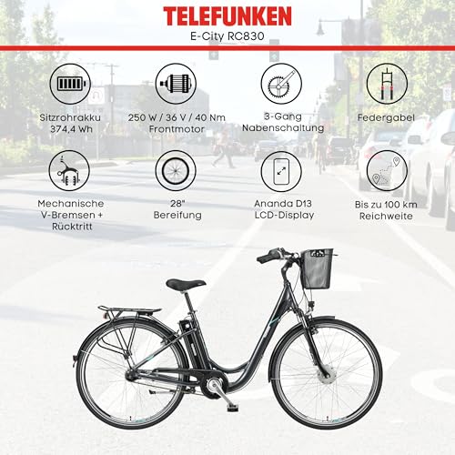 Telefunken E-Bike für Damen mit 28 Zoll Bereifung