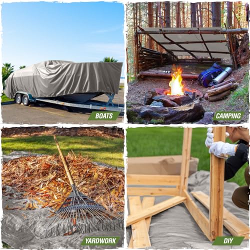 RUGGED RHINO All Weather 100% Waterproof Heavy Duty Tarp, 15x15, 2 PK UV Temperature Resistant Tarps, High Durability Multipurpose Cover, for Home Outdoor Winter Snow Clean Up, Camping, 5 Mil, Silver - Thumbnail 6