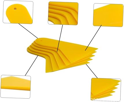 10pcs Yellow DIY Scraper Tool Premium Glue Applicator Remover Plates for Crafting Home Improvement and DIY Projects Small Large Comfortable Grip Makrolon Material for Long-Lasting