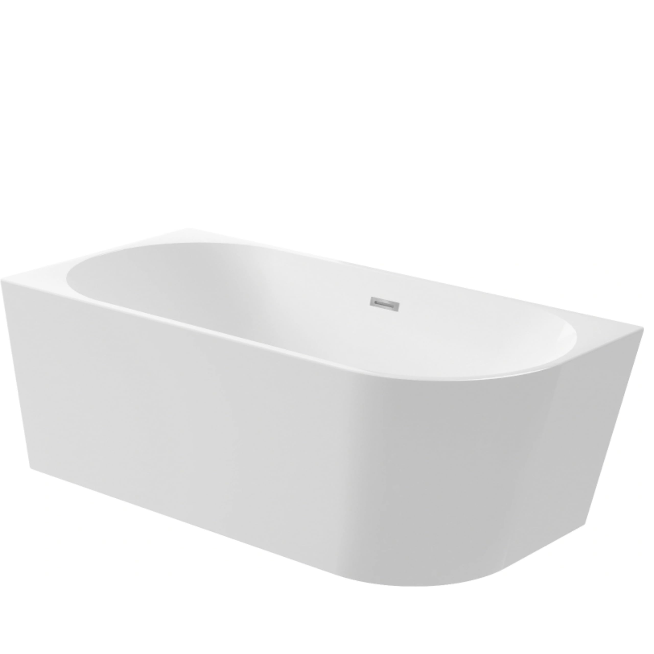 Bañera Exenta en Esquina AVOLA - Bañera Acrílica con Estructura de Acero, 6 Patas Estabilizadoras, Rebosadero y Desagüe Click-Clack - Diseño Moderno (Cromo-izquierda, 160x80cm)