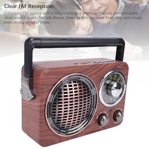 Radio portátil retro Yoidesu con Bluetooth AM FM y antena telescópica miniatura 3