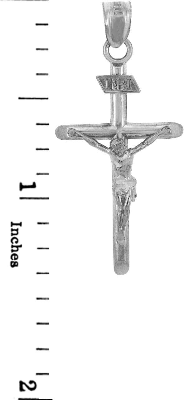 Religious Jewelry .925 Sterling Silver Cross Charm INRI Crucifix Pendant Necklace with Rolo Chain and Pendant Only - Image 3